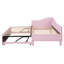 Lit de jour simple tapissier en L rembourré avec couchette escamotable, rose-648329139