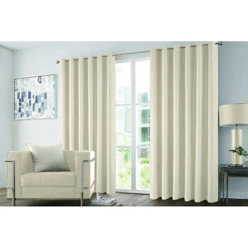 PANACHE MICROFIBRE PLAIN CURTAINS - BLACKOUT , Blush Pink, 228 cm W x 167 cm H