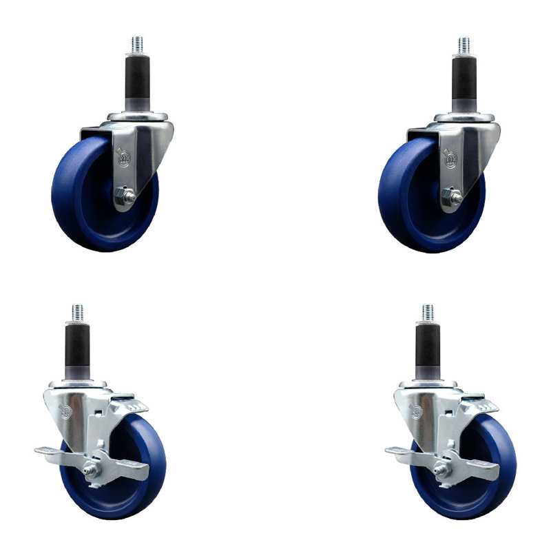 Ensemble de roulettes extensibles pivotantes en poly 4 roues SCC TLB 4 po x 1-1 / 8 po