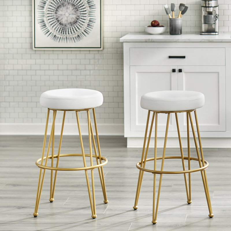 Tabouret Haseena, ensemble de 2, Blanc