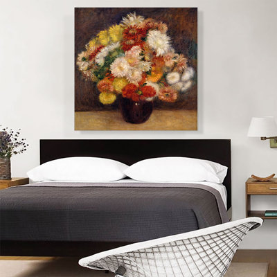 «Bouquet of Chrysanthemums 1881» par Pierre-Auguste Renoir, reproduction d'art sur toile tendue