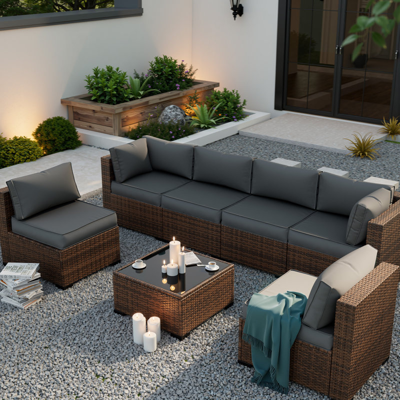 14-Piece Outdoor Sectional Cushions Set, Replacement Patio Cushions with Water-Resistant & Fade-Resistant Fabric, Non-Slip Seat Cushions with Zippered Covers for Patio Furniture