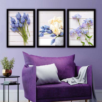 Stunning Decorative Framed Painting Set (3 Pieces), 21.7 x 29.5 Inches Each | 100% Wooden Frame with 0.8 Inch Polystyrene | UV Digital Printing | Perfect for Living Room, Office & Gallery Wall Decor