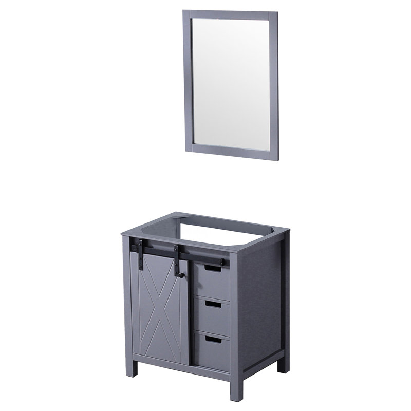 Gris foncé foncé 30 po Meuble-lavabo X 22 avec miroir de 28 po - Armoire assemblée polyvalente avec tiroir et tablette