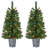 3.5ft Pre-Lit Set of 2 Potted Decorated Artificial Christmas Tree with 35 Clear Lights, 95 Realistic Branch Tips, Easy Setup Artificial Trees with Durable Sturdy Base