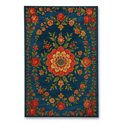Tapis tissé orange traditionnel Mosso