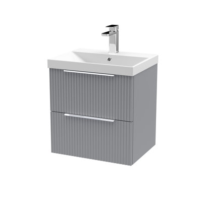 Fluted 510mm Single Bathroom Vanity with Drop In Vitreous China Basin