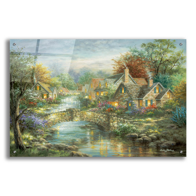 Art mural en verre épique «Stonehedge Bridge» par Nicky Boehme, 36 po x 24 po, H 24 po x l 36 po