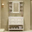 Meuble-lavabo de 36 pouces avec armoire à pharmacie, miroir moderne et tablette réglable, rangement en bois massif à 4 tiroirs