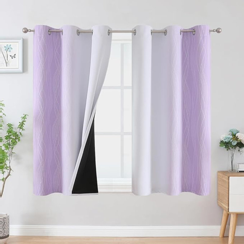 Rideaux occultant et occultant Estilar Textile Lilac and Greyish White, L 42 po x L 45 po