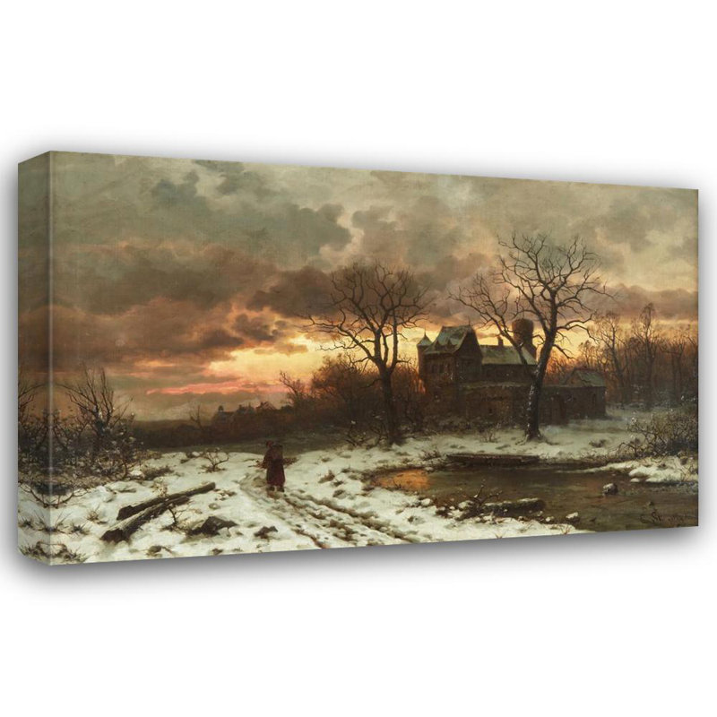 «Winter Twilight in the Rhine Valley» par Ernesto Strigelly - Art mural sur toile tendue avec châssis, H 24 po x l 17 po