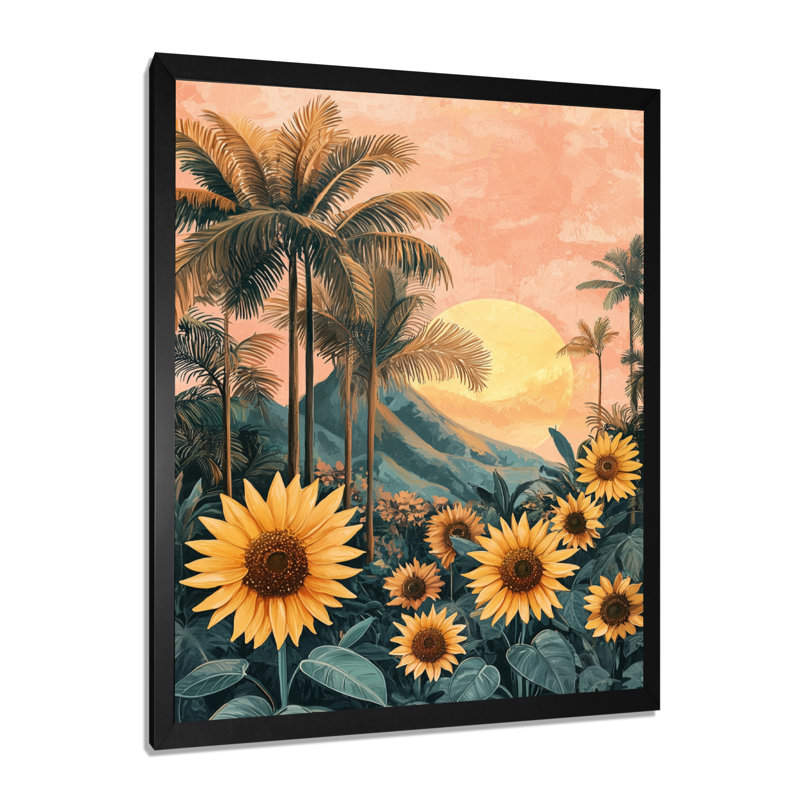 Divesh - impression sur toile florale, Noir, H 20 po x l 12 po, Reproduction encadrée d'une seule photo