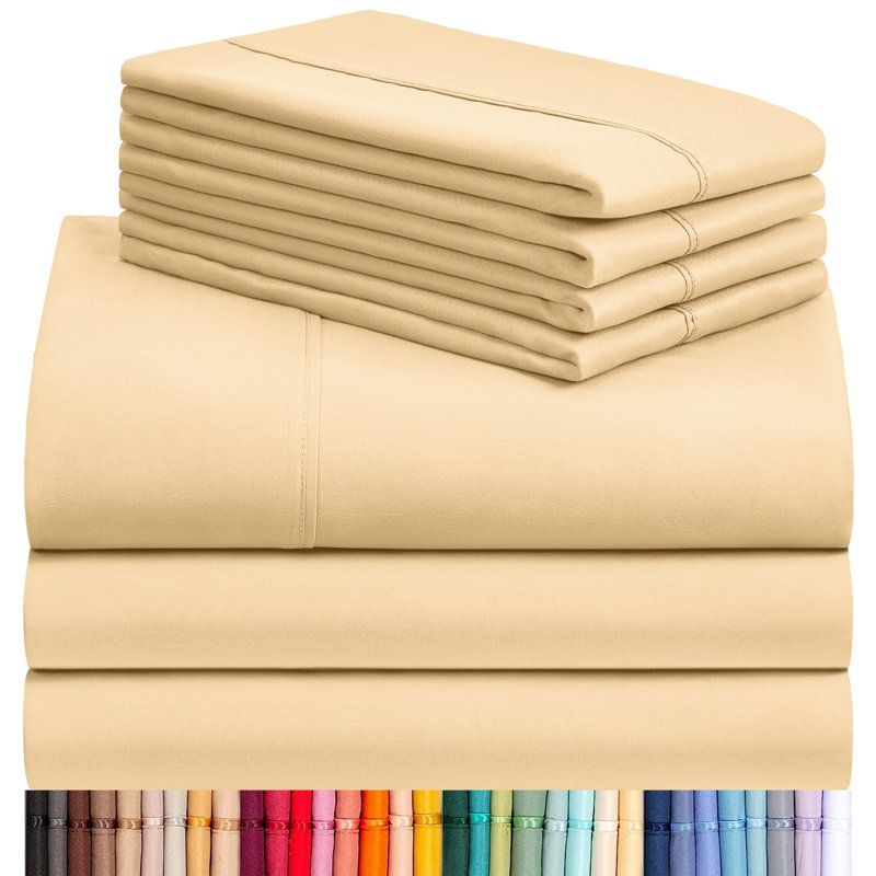 Ensemble de draps 4 pièces LuxClub, « Butter », Ensemble de draps pour lit double avec 4 taies d'o
