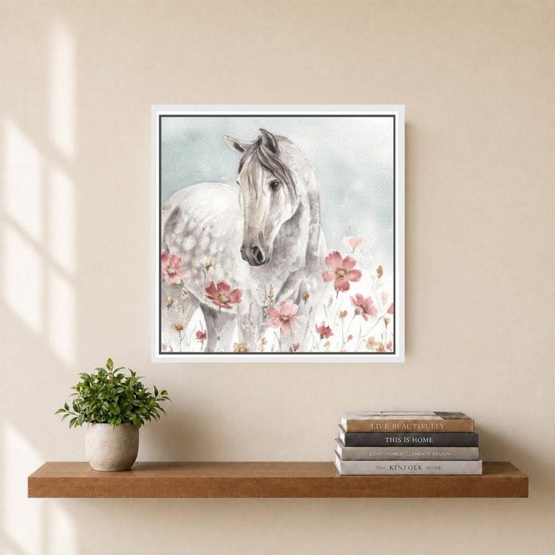 «Wild Horses I» par Lisa Audit - impression sur toile, 34" H x 34" W, White
