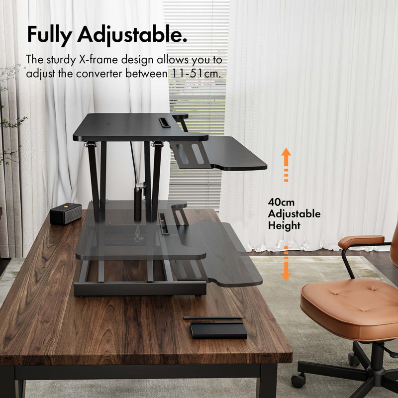 Adjustable Standing Desk Converter, Black, Black