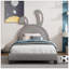 Lit plateforme tapissier en similicuir avec ornement en lapin-115693430-115693431