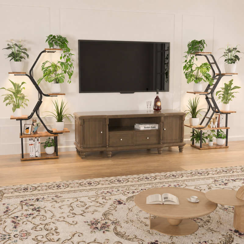 Support pour plante d'intérieur 65 po, Couleur du plateau brun / couleur de la base noire