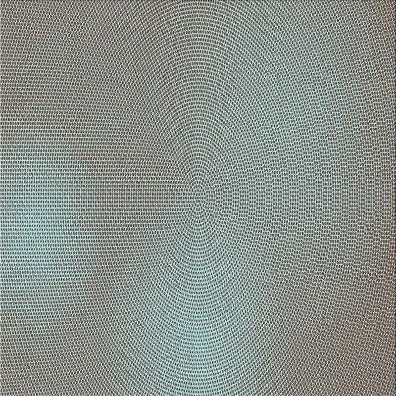 Tapis bleu/gris à motifs Kattamuri, Carré 3 pi