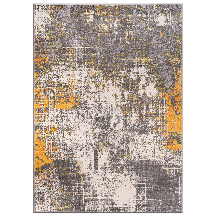 Rainiero Abstract Performance Gray/Yellow/Ivory Rug