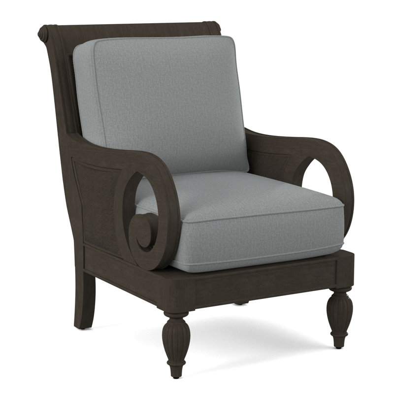 Grand View 71.12Cm Wide Armchair, Light Blue Performance Fabric; 0851-55, Antique Frost White Finish