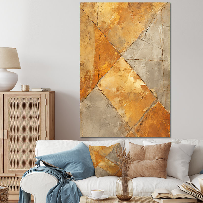 "Charm mosaïque mosaïque abstraite dorée", Toile tendue, H 60 po x l 40 po x P 1,5 po