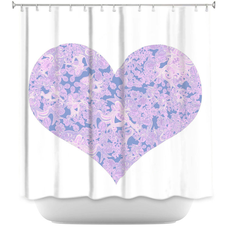 Rideau de douche simple coeur love serenity, Blanc