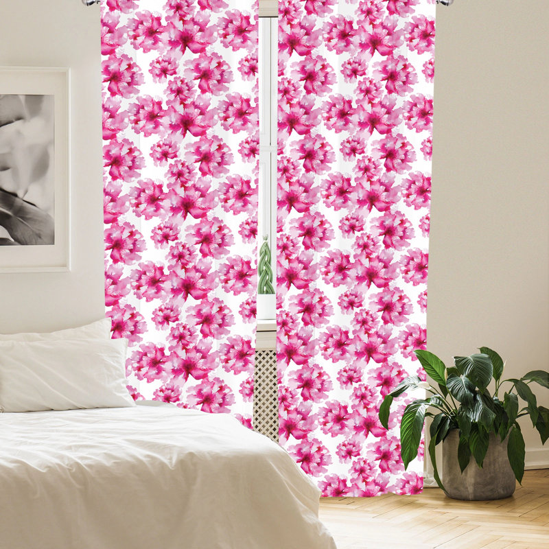 Watercolor Floral Semi-Sheer Rod Pocket Curtain Panels, 28" x 84"