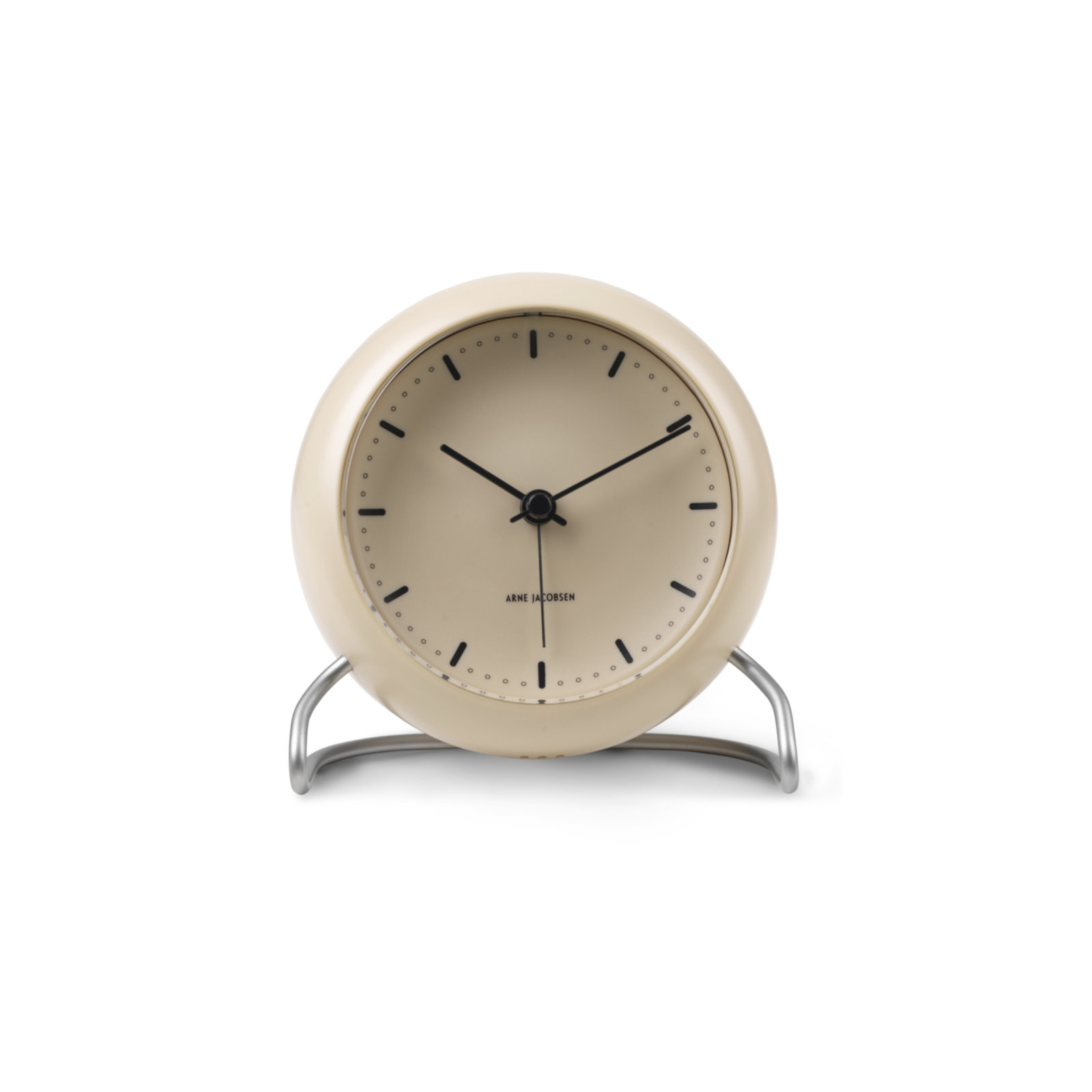 City Hall Analog Electric Alarm Tabletop Clock, Sandy Beige/Silver