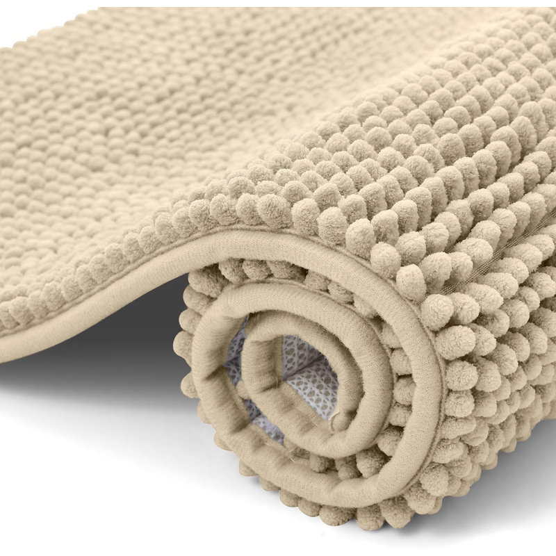 Chenille Non-Slip Bath Mat, Beige