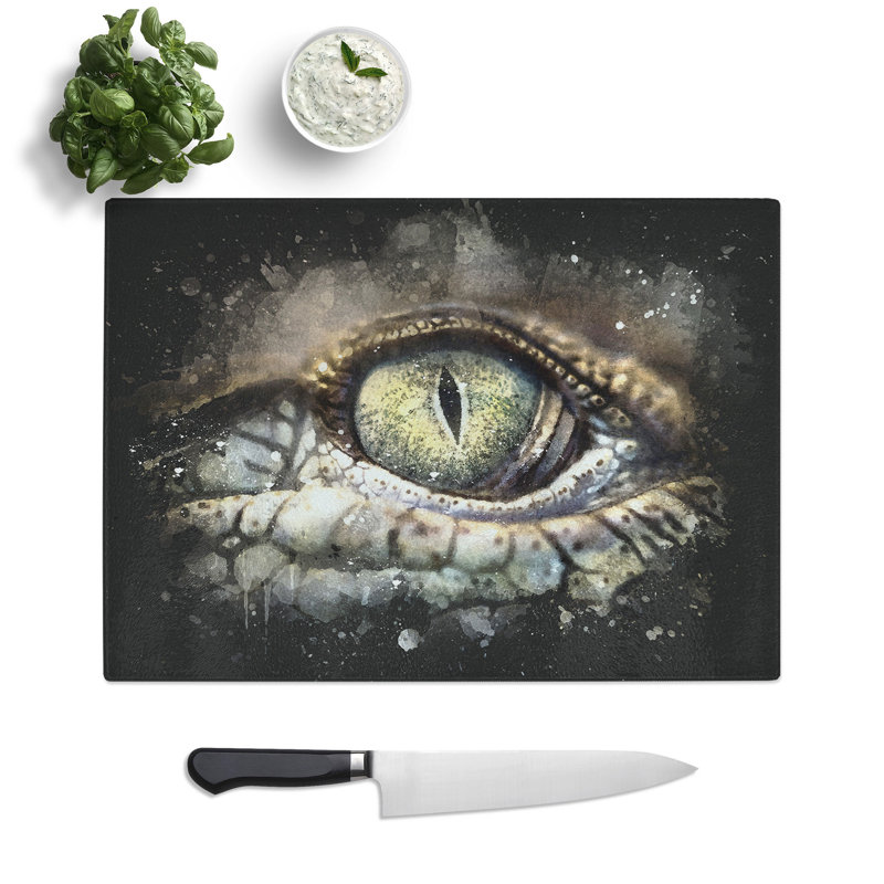 Tempered Glass Crocodile Eye Chopping Board, 20 cm x 28.5 cm