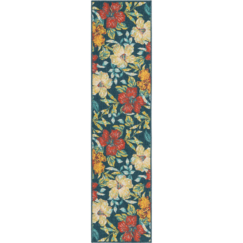 Eribella Floral Indoor / Outdoor Rug, Runner 2' x 8'