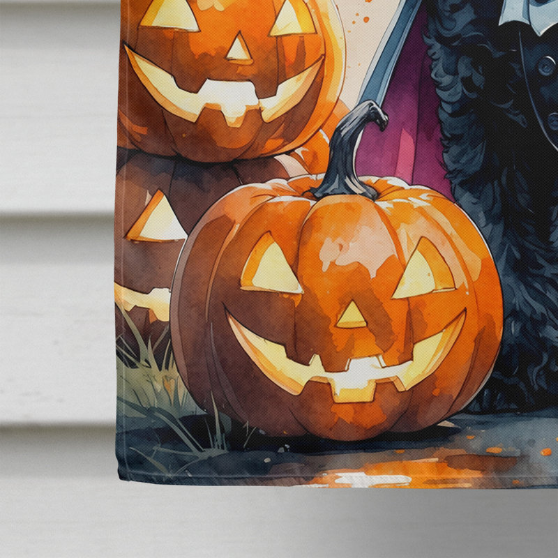 Rottweiler Puppy Halloween House Flag, Black Poodle