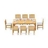 10 Seats 11 Pcs Grade-A Teak Wood Dining Set: 86" Canberra Rectangle Table And 10 Devon Arm Chairs #11DV1910