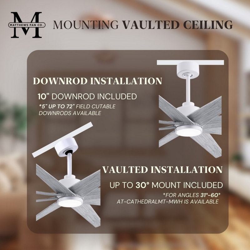 Ariella - Eight Blade Ceiling Fan - Integrated LED - Matte Black Finish - Matte White Blades, Barn Wood Tone, Matte White