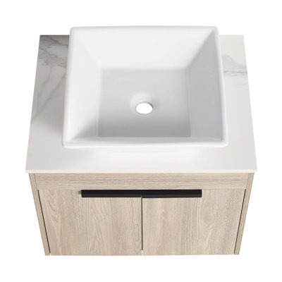 Ensemble de meuble-lavabo mural 24 po avec lavabo en céramique