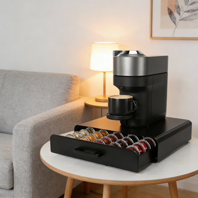 Tiroir organisateur de café, support de rangement de comptoir compact pour jusqu'à 35 grandes capsules de café, économiseur d'espace de cuisine en métal durable