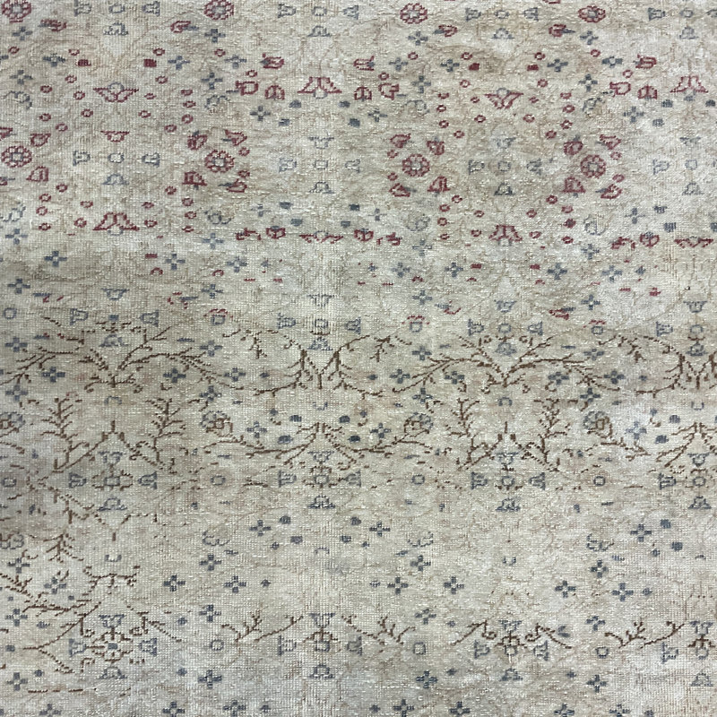Tapis de couloir gris en laine Oushak Canora