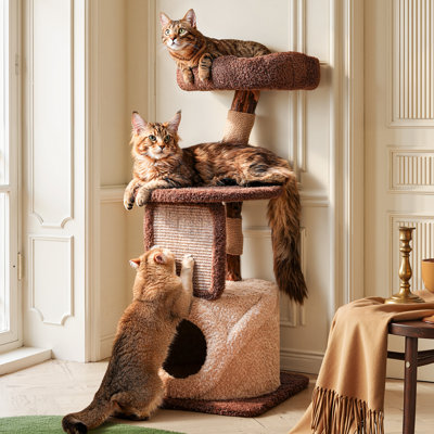 40.2"H Solid Wood Cat Tree for Large Cats