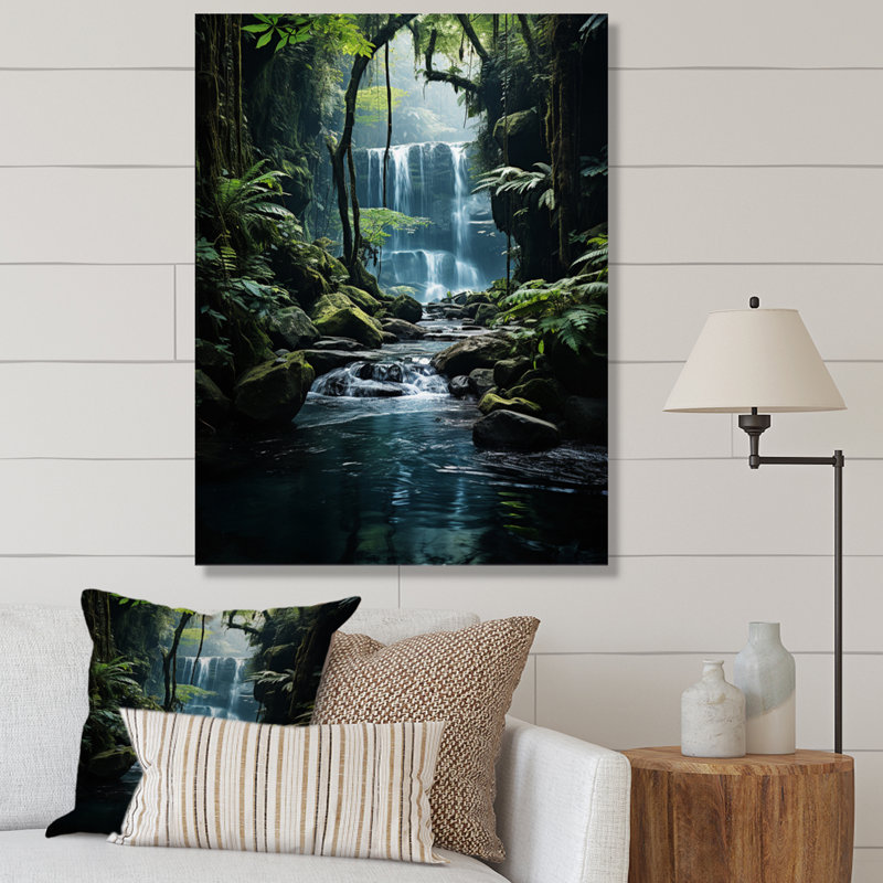 «Waterfall Hidden Oasis I», art mural sur toile, Toile tendue, 32" H x 24" W