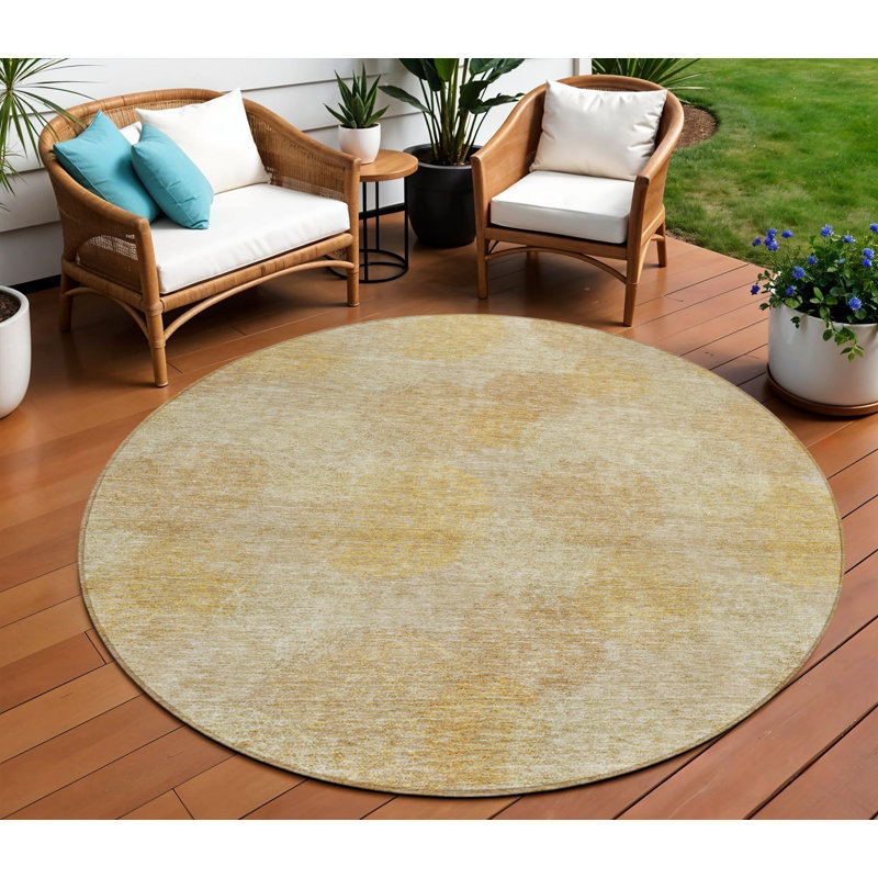 Tapis rond lavable à pois 8 po