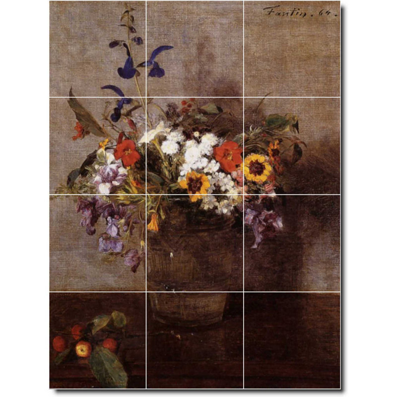 Carreau de peinture murale 24 po x 32 po 8 po x 8 po, Fleur 03108