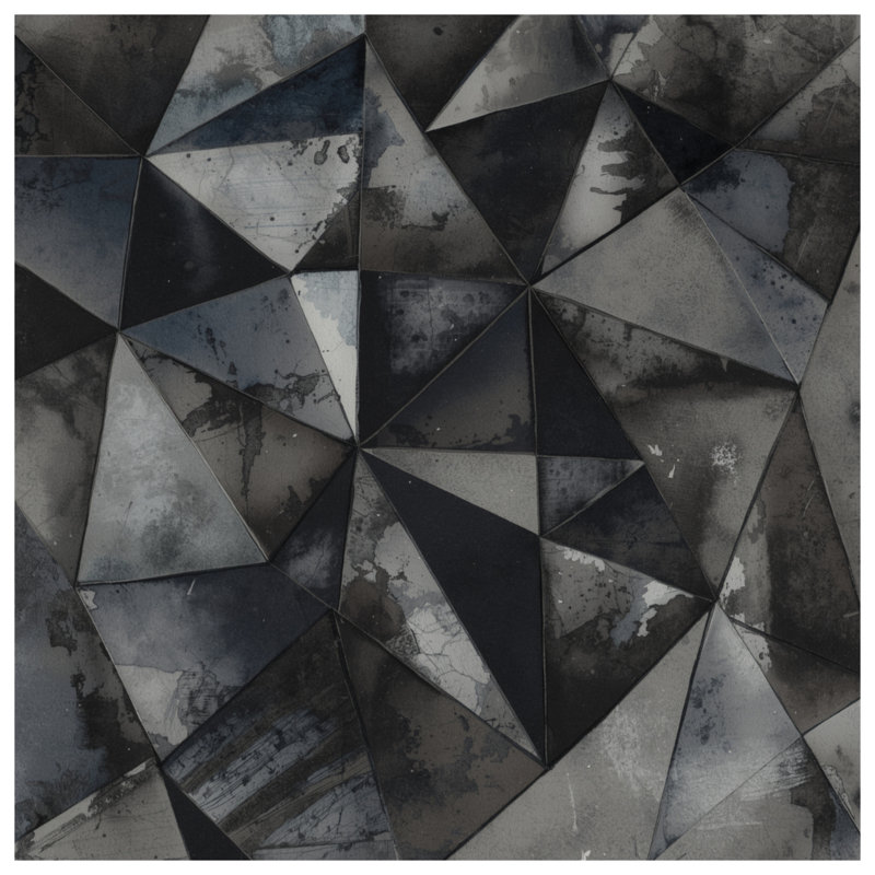 Coussins géométriques triangulaires noirs et gris, 14 X 14 pouces
