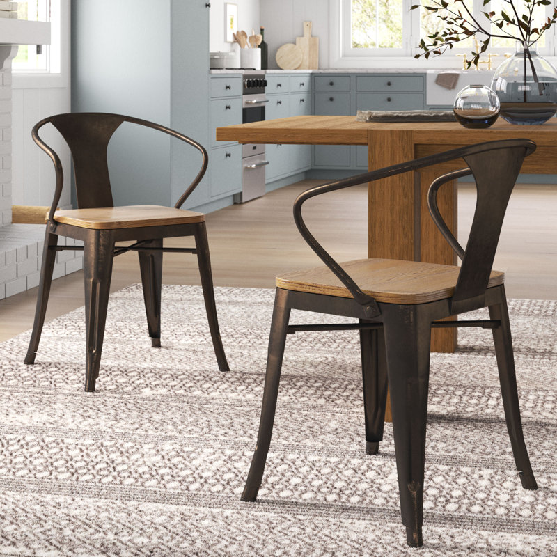 Chaise avec accoudoirs en métal Kreig, Bronze foncé