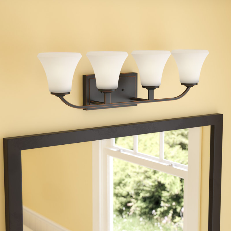 Éclairage de salle de bain à intensité variable 4 lumières Bertelli, Bronze acajou