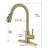 Nickel Gold Kitchen Faucet With Deck Plate And Pull Out , Single-Handled, 360 Rotating Spray Mix, Ceramic Filler, Stainless Steel, Modern Faucets Tap Pull-Out Single Handle, Swirling Spray, Classic