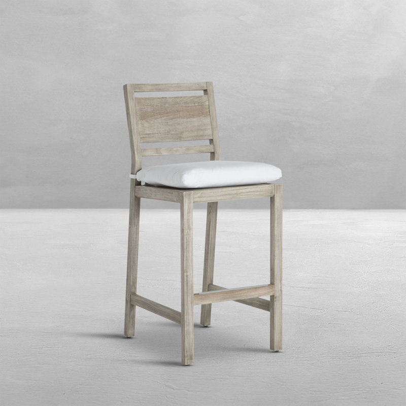 Tabouret de bar extérieur en teck Avondale, Sans bourrure + bourre standard, Intermix écorce, Teck huître