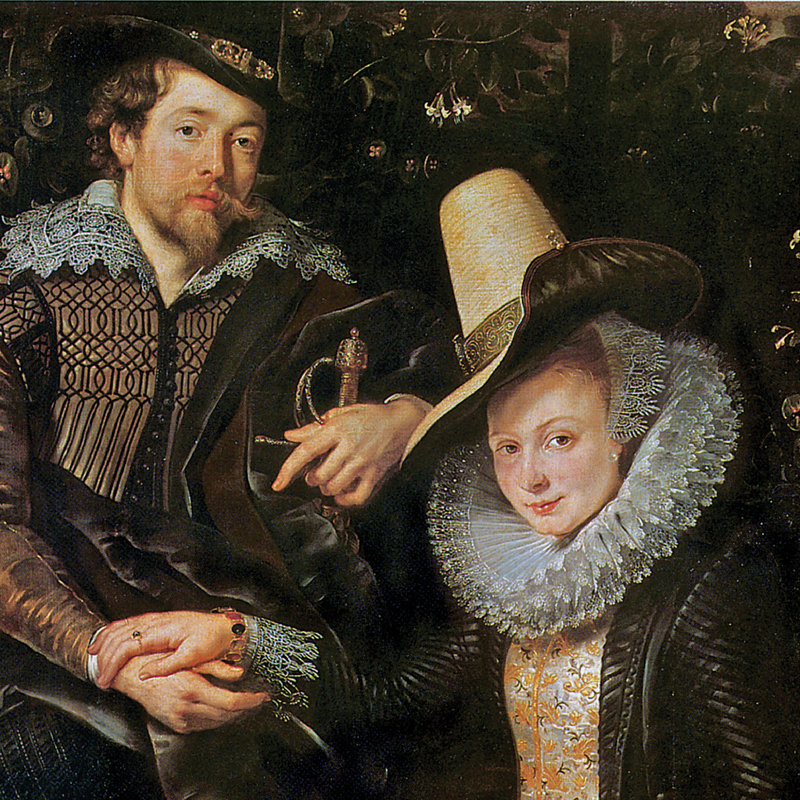 «The Honeysuckle Bower, 1609» par Peter Paul Rubens, reproduction d'art encadrée, H 17,25 po x l 15,25 po x P 1,875 po