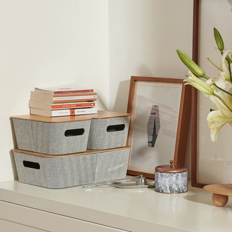 Ensemble de panier de rangement en tissu Urban Tweed, gris