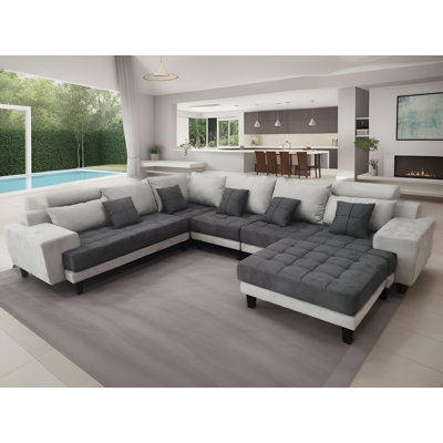 5 - Piece Upholstered Microfiber Sectional Couch Sofa Set