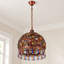 Luminaire suspendu en cristal 3 lumières rétro en cuivre antique rouge vieilli